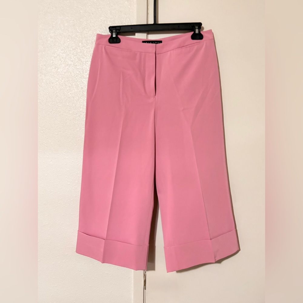 Shin Choi Women's 10 Stylish Bright Pink Capris Business Button Up Dress Pants